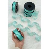 ZEYMERADE Mint Yeşili Hilton Çizgili Şifon Kurdele 2,5 cm 20 mt, Bohça, Nişan, Çeyiz, Hediye, Nikah, Süsleme