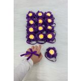 ZEYMERADE Mor Ledli Kına El Mumu, Düğün, Nedime, Bride, Sünnet, Led Işıklı, Tealight Mum Pilli 12 Adet