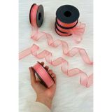 ZEYMERADE Nar Çiçeği Şifon Kurdele 2,5 cm 20 mt, Gelin, Damat, Bohça, Nişan, Çeyiz, Özel Gün, Hediye, Düğün