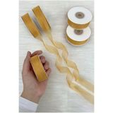 ZEYMERADE Organze Tül Kurdele Açık Kahve 2cm 22mt, Bohça, Nişan, Çeyiz, Hediye, Paketleme, Süsleme, Nikah