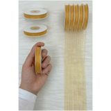 ZEYMERADE Organze Tül Kurdele Açık Kahverengi 1cm 22mt, Bohça, Nişan, Çeyiz, Hediye, Paketleme, Süsleme, Nikah