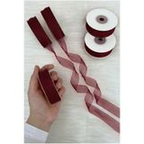 ZEYMERADE Organze Tül Kurdele Bordo 2 cm 22 mt, Gelin, Bohça, Nişan, Çeyiz, Hediye, Paketleme, Süsleme, Nikah