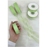 ZEYMERADE Organze Tül Kurdele Fıstık Yeşili 2 cm 22 mt, Bohça, Nişan, Çeyiz, Hediye, Paketleme, Süsleme, Nikah