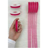ZEYMERADE Organze Tül Kurdele Fuşya 1 cm 22 mt, Gelin, Bohça, Nişan, Çeyiz, Hediye, Paketleme, Süsleme, Nikah