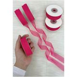 ZEYMERADE Organze Tül Kurdele Fuşya 2 cm 22 mt, Gelin, Bohça, Nişan, Çeyiz, Hediye, Paketleme, Süsleme, Nikah