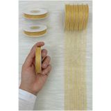 ZEYMERADE Organze Tül Kurdele Gold 1 cm 22 mt, Gelin, Bohça, Nişan, Çeyiz, Hediye, Paketleme, Süsleme, Nikah