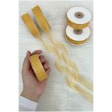 ZEYMERADE Organze Tül Kurdele Gold 2 cm 22 mt, Gelin, Bohça, Nişan, Çeyiz, Hediye, Paketleme, Süsleme, Nikah