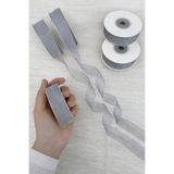 ZEYMERADE Organze Tül Kurdele Gri 2 cm 22 mt, Gelin, Bohça, Nişan, Çeyiz, Hediye, Paketleme, Süsleme, Nikah