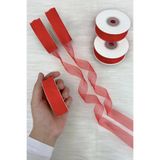 ZEYMERADE Organze Tül Kurdele Kırmızı 2 cm 22mt, Gelin, Bohça, Nişan, Çeyiz, Hediye, Paketleme, Süsleme, Nikah