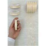 ZEYMERADE Organze Tül Kurdele Krem 1 cm 22 mt, Gelin, Bohça, Nişan, Çeyiz, Hediye, Paketleme, Süsleme, Nikah