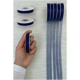 ZEYMERADE Organze Tül Kurdele Lacivert 1cm 22mt, Gelin, Bohça, Nişan, Çeyiz, Hediye, Paketleme, Süsleme, Nikah