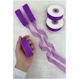 ZEYMERADE Organze Tül Kurdele Lila 2 cm 22 mt, Gelin, Bohça, Nişan, Çeyiz, Hediye, Paketleme, Süsleme, Nikah