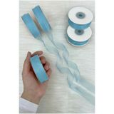 ZEYMERADE Organze Tül Kurdele Mavi 2 cm 22 mt, Gelin, Bohça, Nişan, Çeyiz, Hediye, Paketleme, Süsleme, Nikah