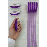 ZEYMERADE Organze Tül Kurdele Mor 1 cm 22 mt, Gelin, Bohça, Nişan, Çeyiz, Hediye, Paketleme, Süsleme, Nikah