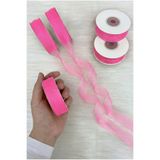 ZEYMERADE Organze Tül Kurdele Neon Pembe 2 cm 22mt, Bohça, Nişan, Çeyiz, Hediye, Paketleme, Süsleme, Nikah