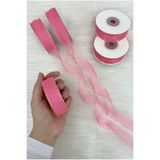 ZEYMERADE Organze Tül Kurdele Pembe 2 cm 22 mt, Bohça, Nişan, Çeyiz, Hediye, Paketleme, Süsleme, Nikah