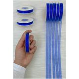 ZEYMERADE Organze Tül Kurdele Saks Mavi 1cm 22mt, Gelin, Bohça, Nişan, Çeyiz, Hediye, Paketleme, Süsleme Nikah