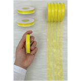 ZEYMERADE Organze Tül Kurdele Sarı 1 cm 22 mt, Gelin, Bohça, Nişan, Çeyiz, Hediye, Paketleme, Süsleme, Nikah
