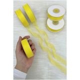 ZEYMERADE Organze Tül Kurdele Sarı 2 cm 22 mt, Gelin, Bohça, Nişan, Çeyiz, Hediye, Paketleme, Süsleme, Nikah