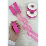 ZEYMERADE Organze Tül Kurdele Şeker Pembe 2cm 22mt, Gelin, Bohça, Nişan, Çeyiz, Hediye Paketleme Süsleme Nikah