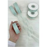 ZEYMERADE Organze Tül Kurdele Su Yeşili 2 cm 22 mt, Bohça, Nişan, Çeyiz, Hediye, Paketleme, Süsleme, Nikah