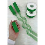 ZEYMERADE Organze Tül Kurdele Yeşil 2 cm 22 mt, Gelin, Bohça, Nişan, Çeyiz, Hediye, Paketleme, Süsleme, Nikah