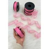 ZEYMERADE Pembe Şifon Kurdele 2,5 cm 20 mt, Gelin, Damat, Bohça, Nişan, Çeyiz, Özel Gün, Hediye, Düğün, Süsü
