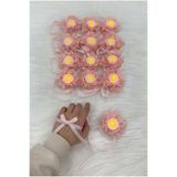 ZEYMERADE Pudra Ledli Kına El Mumu, Düğün, Nedime, Bride, Sünnet, Led Işıklı, Tealight Mum Pilli 12 Adet