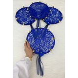 ZEYMERADE Saks Mavi Gelin Nedime Tefi Dantel, 3D Çiçek Süslemeli, Düğün Kına Gecesi Sünnet Bride To Be, 1 Adet