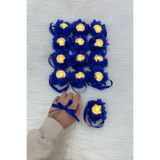 ZEYMERADE Saks Mavi Ledli Kına El Mumu, Düğün, Nedime, Bride, Sünnet, Led Işıklı, Tealight Mum Pilli 12 Adet