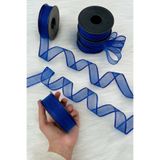 ZEYMERADE Saks Mavi Şifon Kurdele 2,5 cm 20 mt, Gelin, Damat, Bohça, Nişan, Çeyiz, Özel Gün, Hediye, Süsleme