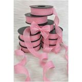 ZEYMERADE Şeker Pembe Keten Nopeli Kurdele 2,5 cm 20 mt, Gelin, Bohça, Nişan, Çeyiz, Hediye, Süsleme, Nikah