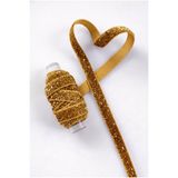 ZEYMERADE Simli Kadife Kurdele Gold 1cm 5mt, Gelin, Damat, Bohça, Nişan, Çeyiz, Nikah, Hediye, Süsleme