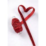 ZEYMERADE Simli Kadife Kurdele Kırmızı 1cm 5mt, Gelin, Damat, Bohça, Nişan, Çeyiz, Nikah, Hediye, Süsleme