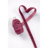 ZEYMERADE Simli Kadife Kurdele Pembe 1cm 5mt, Gelin, Damat, Bohça, Nişan, Çeyiz, Nikah, Hediye, Süsleme