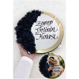 ZEYMERADE Siyah Aynalı Gelin Tefi 30cm, Kaligrafi Yazılı Ve Lazer Çiçek Süslemeli, Düğün Nişan Sünnet Kına Nedime Nikah Söz Bride Parti Tefi