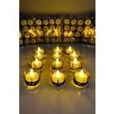 ZEYMERADE Siyah Ledli Kına El Mumu, Düğün, Nedime, Bride, Sünnet, Led Işıklı, Tealight Mum Pilli 12 Adet