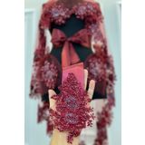 ZEYMERADE Vip Delux Bordo Gelin Kuşağı, Gelin Kurdelesi, Gelin Beli Kemeri, Kardeş Kuşağı