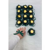 ZEYMERADE Yeşil Ledli Kına El Mumu, Düğün, Nedime, Bride, Sünnet, Led Işıklı, Tealight Mum Pilli 12 Adet