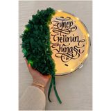 ZEYMERADE Zümrüt Yeşili Ledli Şeffaf Gelin Tefi 32cm, Çiçek Süslemeli, Düğün Sünnet Kına Nedime Bride Parti
