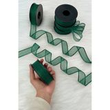 ZEYMERADE Zümrüt Yeşili Şifon Kurdele 2,5 cm 20 mt, Gelin, Damat, Bohça, Nişan, Çeyiz, Özel Gün, Hediye, Düğün