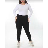 Zeyn Çelik Örme Düz Battal Tayt - Siyah - 6XL