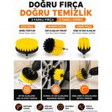 Zeyn Gross 3'lü Matkap Ucu Temizlik Fırça Seti | Fayans, Derz, Banyo, Mutfak, Jant ve Küvet Temizleme Aparatı - Küçük - Renkli