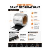 Zeyn Gross 72 mm x 2 Metre Sakız Sızdırmaz Bant | Butil Alüminyum İzolasyon Bandı | Su, Nem ve Hava Sızıntı Tamir Bandı