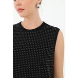 Zeynep Butik Puane Ön Kısım Taş Detaylı Bisiklet Yaka Sıfır Kol İçlik Bluz 10525 1669