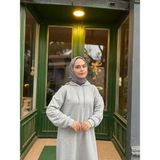 Zeynep Uyanık Kapşonlu 3 Iplik Sweat Elbise - Gri - Standart