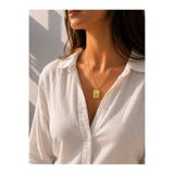 Zeynepli gold & jewelry 14 AYAR ALTIN B HARFLİ KARE KALPLİ KOLYE