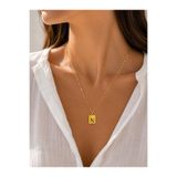 Zeynepli gold & jewelry 14 AYAR ALTIN N HARFLİ KARE KALPLİ KOLYE