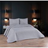 Zeyno Home Tekstil Modern Gri Nakışlı Kapitone Yatak Örtüsü Seti – 3 Parça (Çift Kişilik) - 240 x 250 cm