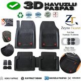 Zeyno Ticaret Renault Megane 3 Hb 2012 4 cm Derin Havuzlu 5 Parça 3D Universal Oto Paspas Siyah